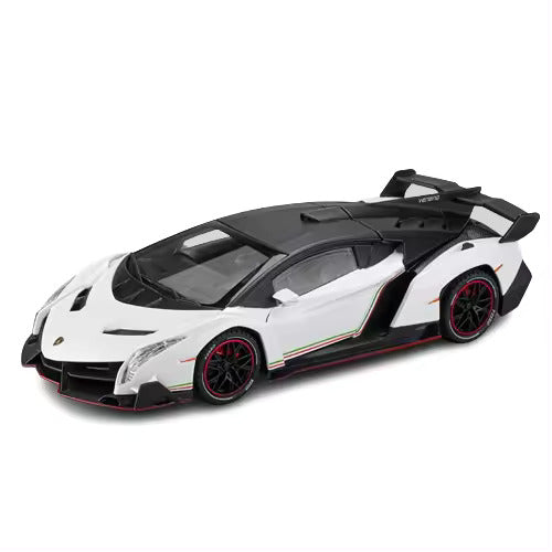 BIG SIZE LAMBORGHINI VENENO 1:24 DIECAST METAL PULLBACK TOY CAR WITH OPENABLE DOORS & LIGHT, MUSIC BOYS CAR FOR KIDS BEST TOYS GIFTS TOYS FOR KIDS [SIZE:-21CM*12CM*8.7CM]【 MULTICOLOR 】