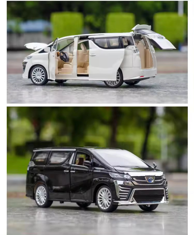 BIG SIZE TOYOTA VELLFIRE 1:24 DIECAST METAL PULLBACK TOY CAR WITH OPENABLE DOORS & LIGHT, MUSIC BOYS CAR FOR KIDS BEST TOYS GIFTS TOYS FOR KIDS [SIZE:-21.5CM*8.7CM*6.2CM]【 MULTICOLOR 】