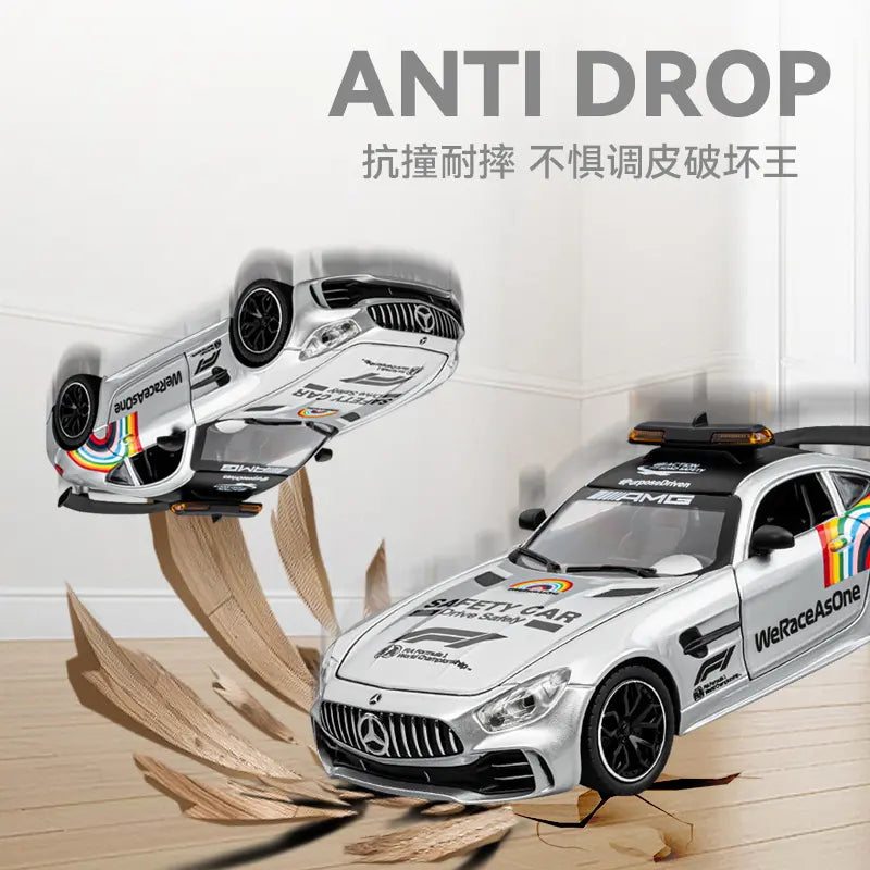 BIG SIZE MERCEDES-BENZ AMG GT SAFETY CAR 1:24 DIECAST METAL PULLBACK TOY CAR WITH OPENABLE DOORS & LIGHT, MUSIC BOYS CAR FOR KIDS BEST TOYS GIFTS TOYS FOR KIDS [SIZE:-20.5CM*9.5CM*7CM]【 MULTICOLOR 】