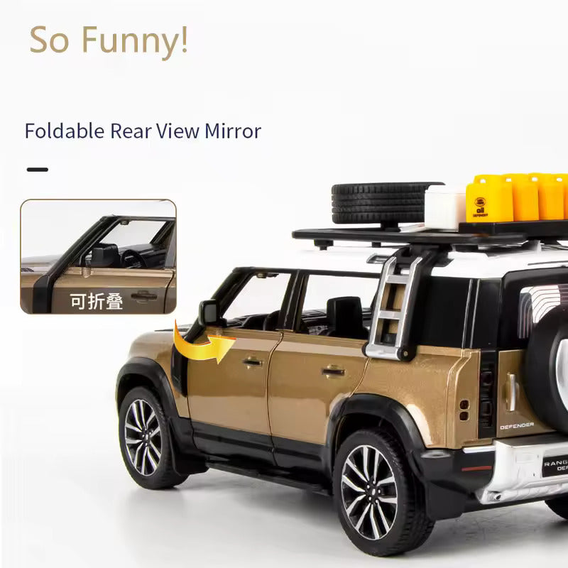 BIG SIZE LAND ROVER DEFENDER VEHICLE 1:24 DIECAST METAL PULLBACK TOY CAR WITH OPENABLE DOORS & LIGHT, MUSIC BOYS CAR FOR KIDS BEST TOYS GIFTS TOYS FOR KIDS [SIZE:-21CM*10CM*9CM]【 MULTICOLOR 】