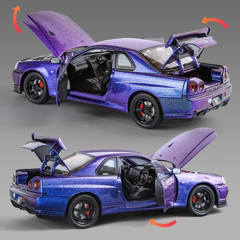 Nissan Skyline Gtr 34 Scale Model Diecast Metalcar - All Size