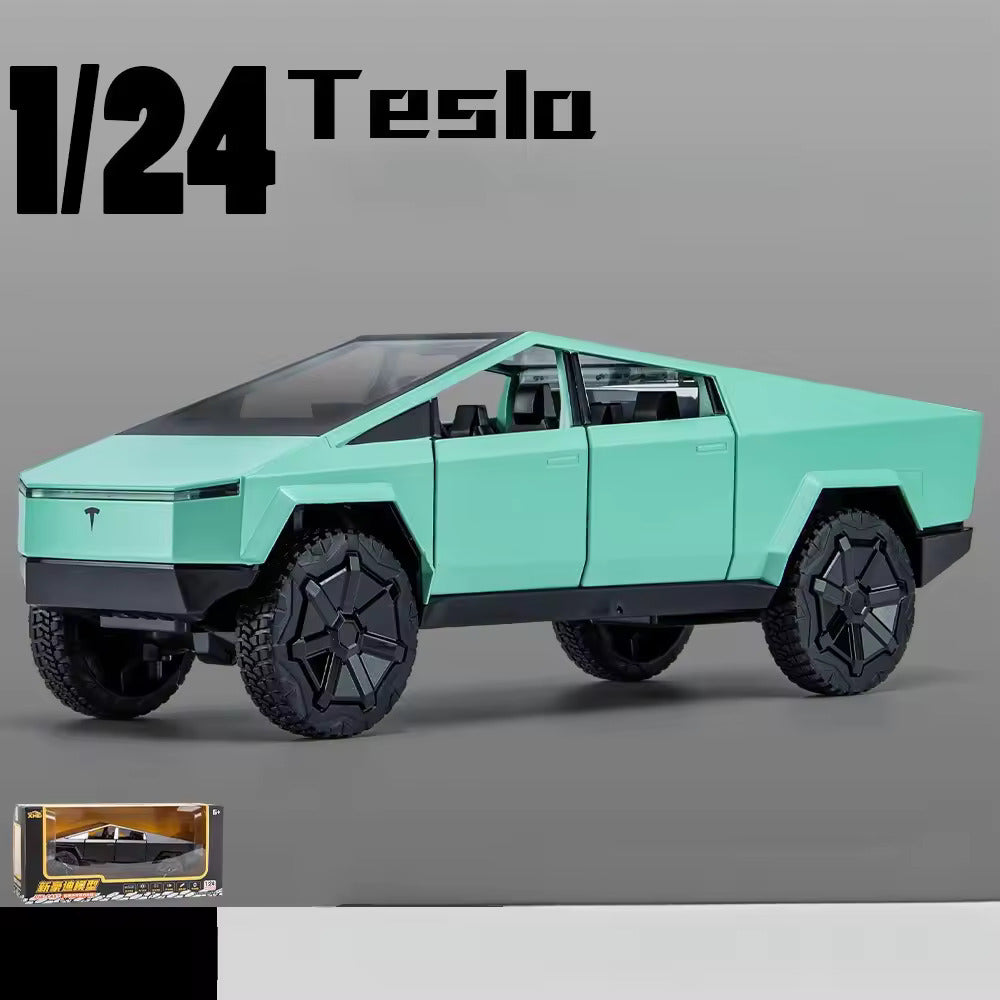 TESLA CYBERTRUCK 1:24 DIECAST METAL PULLBACK TOY CAR WITH OPENABLE DOORS & LIGHT, MUSIC BOYS CAR FOR KIDS BEST TOYS GIFTS TOYS FOR KIDS [SIZE:-23.5CM*8.5CM*8.5CM]【 MULTICOLOR 】