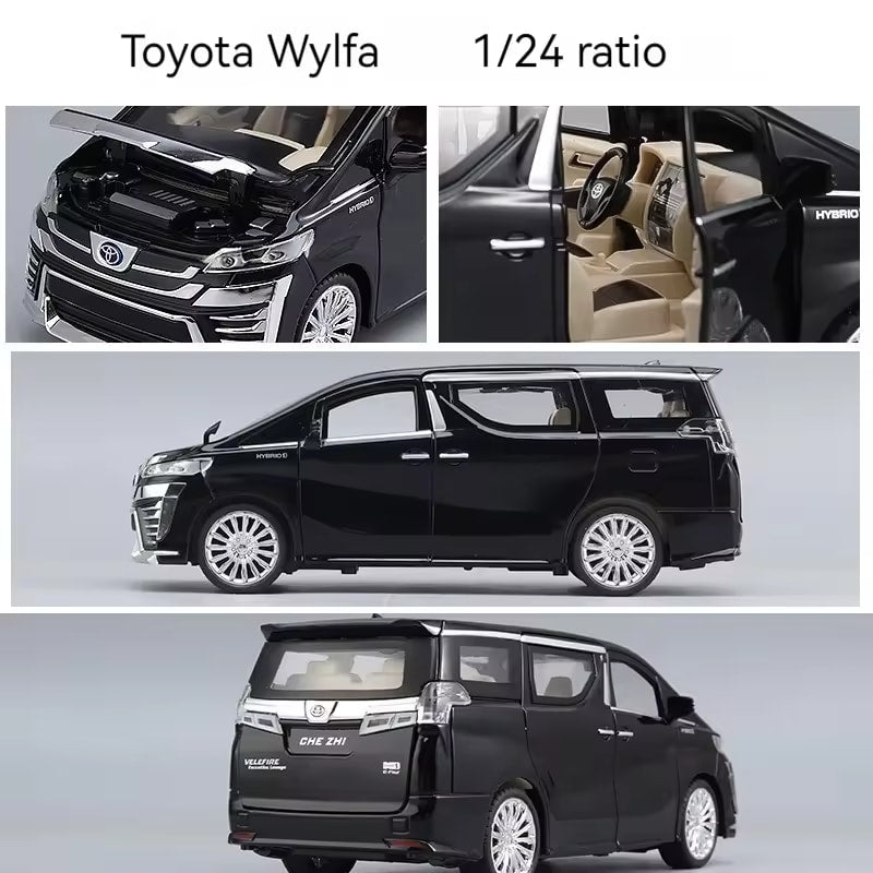 BIG SIZE TOYOTA VELLFIRE 1:24 DIECAST METAL PULLBACK TOY CAR WITH OPENABLE DOORS & LIGHT, MUSIC BOYS CAR FOR KIDS BEST TOYS GIFTS TOYS FOR KIDS [SIZE:-21.5CM*8.7CM*6.2CM]【 MULTICOLOR 】