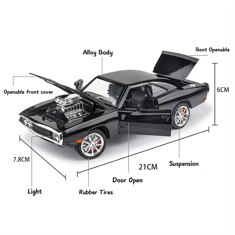 1:24 Big Size Fast and Furious FF8 Die Cast Metal Toy Car [Size : 6.69in*2.36in*1.77in]