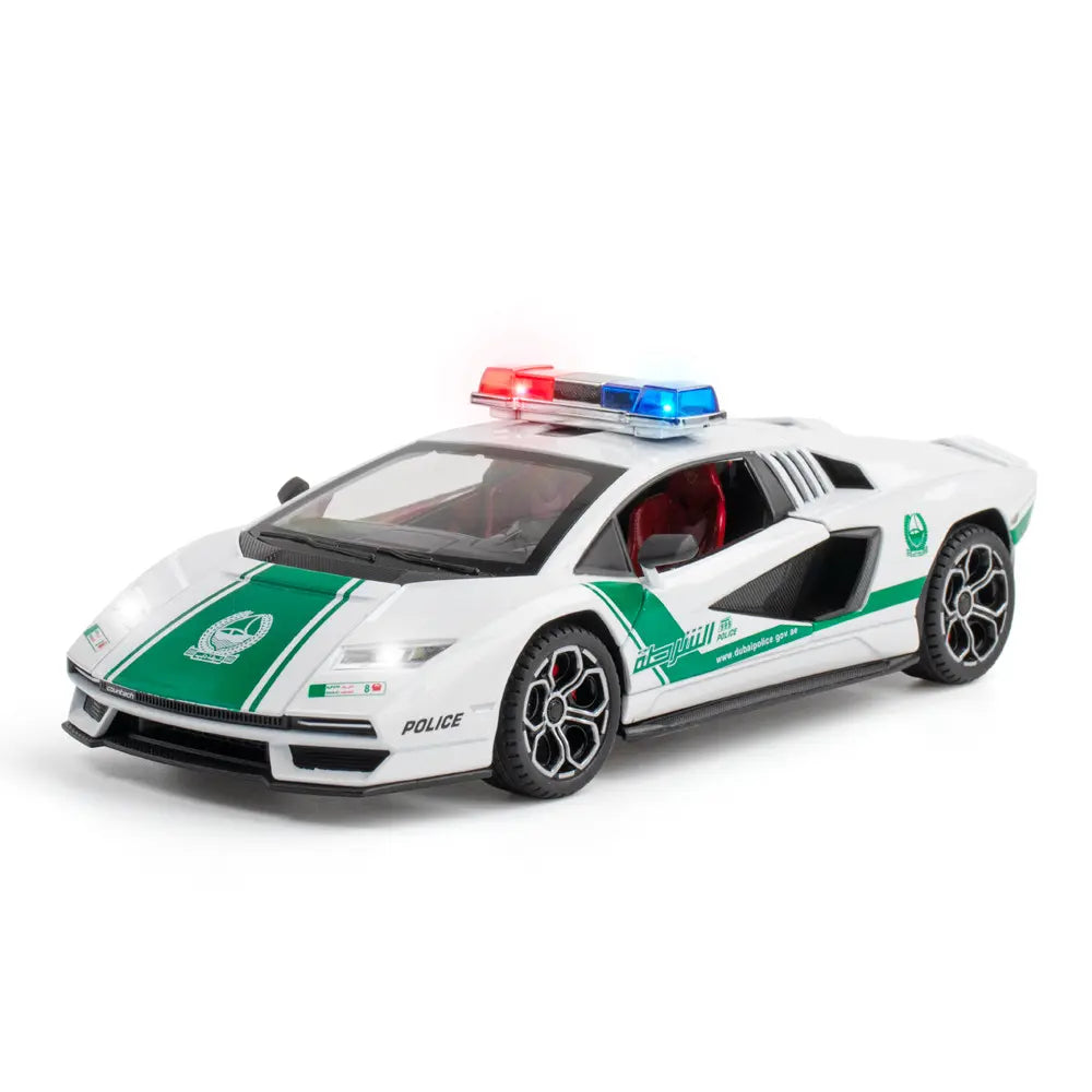BIG SIZE LAMBORGHINI 800 POLICE CAR 1 24 DIECAST METAL PULLBACK TOY CA