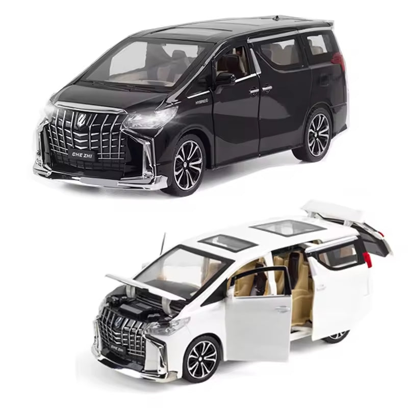 Big 1/24 Toyota Alphard Toy Car Metal Pull Back Diecast Car with Openable Door and Sound Light, Gifts Toys for Kids【 Multicolor 】[Size : 20.5Cm* 9Cm*7.5Cm]