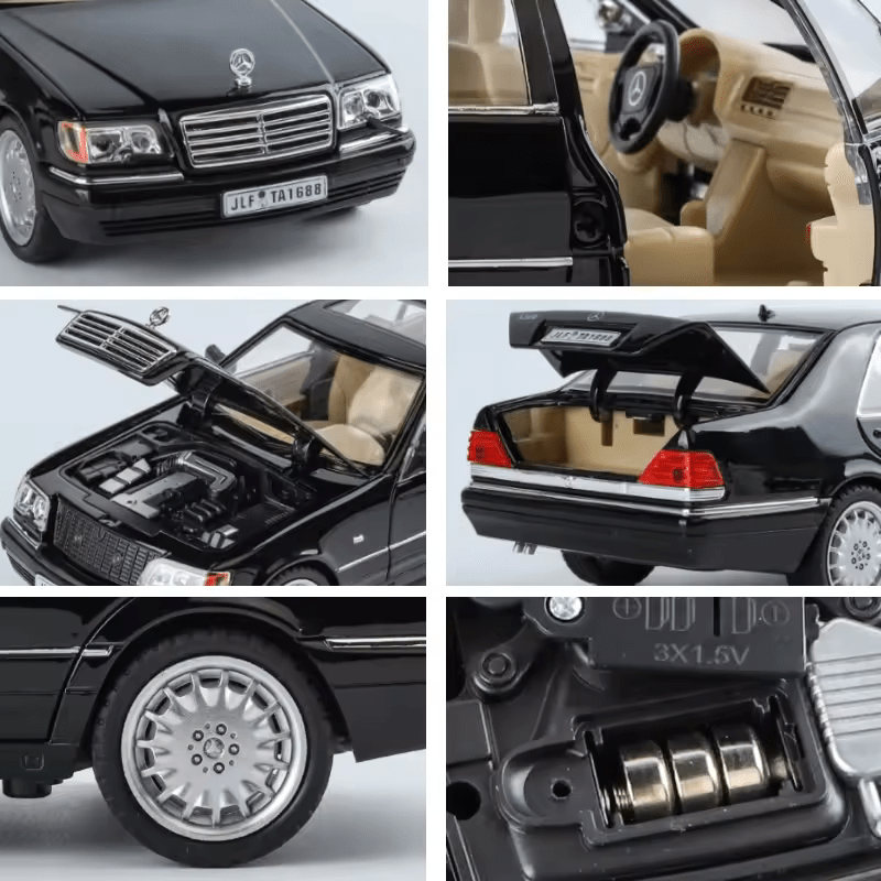 Mercedes-Benz W140 320SEL 1:24 DIECAST METAL PULLBACK TOY CAR WITH OPENABLE DOORS & LIGHT, MUSIC BOYS CAR FOR KIDS BEST TOYS GIFTS TOYS FOR KIDS [SIZE:-21.2CM*7.8CM*6.5CM]【 MULTICOLOR 】