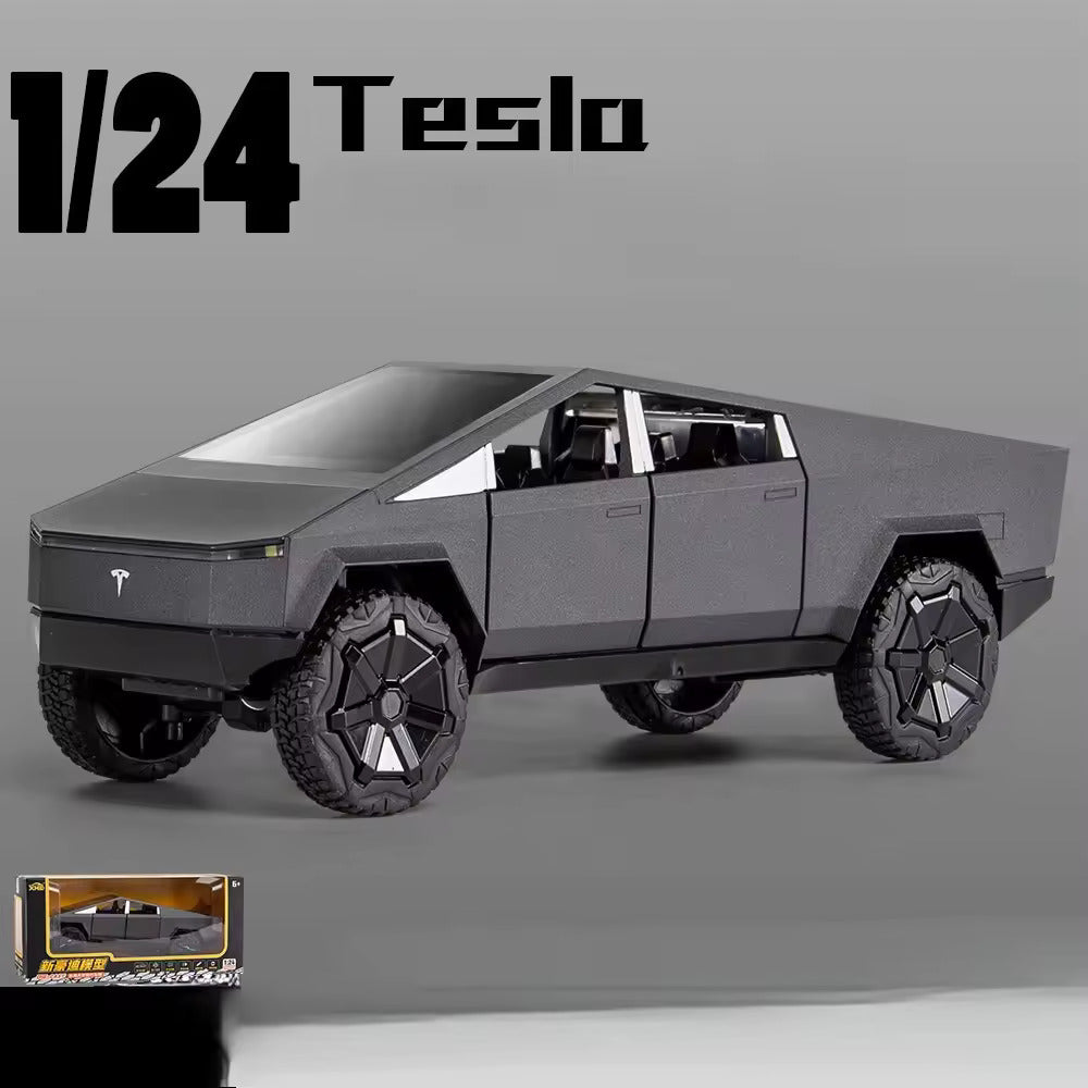 TESLA CYBERTRUCK 1:24 DIECAST METAL PULLBACK TOY CAR WITH OPENABLE DOORS & LIGHT, MUSIC BOYS CAR FOR KIDS BEST TOYS GIFTS TOYS FOR KIDS [SIZE:-23.5CM*8.5CM*8.5CM]【 MULTICOLOR 】