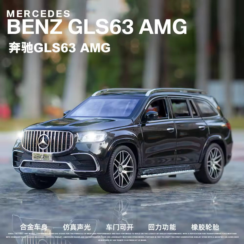 BIG SIZE MERCEDES BENZ GLS63 MAYBACH 1:24 DIECAST METAL PULLBACK TOY CAR WITH OPENABLE DOORS & LIGHT, MUSIC BOYS CAR FOR KIDS BEST TOYS GIFTS TOYS FOR KIDS [SIZE:-21CM*8.5CM*8CM]【 MULTICOLOR 】