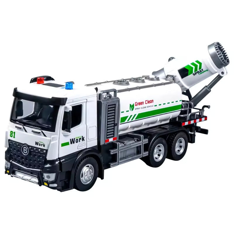 BIG SIZE UNBREAKABLE METAL TRUCK TOY PULL BACK VEHICLES ENGINEERING TOYS METAL TRUCK WITH LIGHT & SOUND FOR KIDS BOYS GIRLS (WATER SPRAY FIRE TRUCK) (COLOR AS PER STOCK)