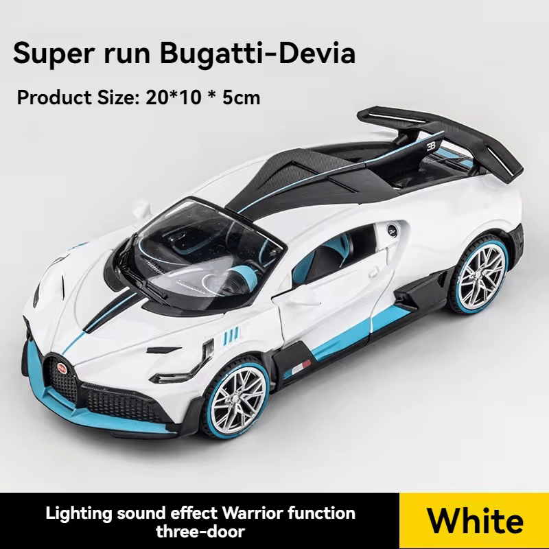 Big Size 1:24 BUGATTI DIVO DIECAST METAL PULLBACK TOY CAR WITH OPENABLE DOORS & LIGHT, MUSIC BOYS CAR FOR KIDS BEST TOYS GIFTS TOYS FOR KIDS [SIZE:-22CM*9CM*7CM]【 MULTICOLOR 】