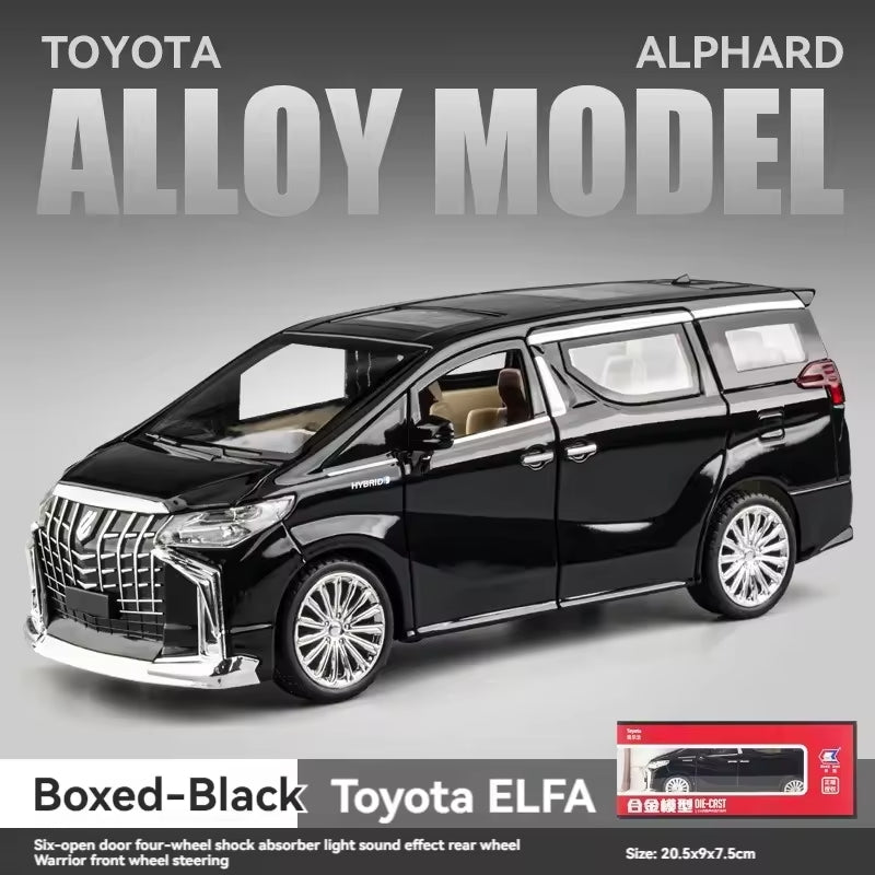 Big 1/24 Toyota Alphard Toy Car Metal Pull Back Diecast Car with Openable Door and Sound Light, Gifts Toys for Kids【 Multicolor 】[Size : 20.5Cm* 9Cm*7.5Cm]