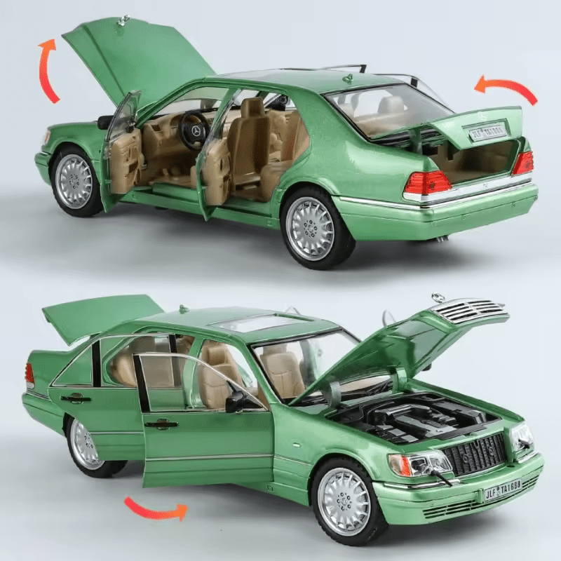 Mercedes-Benz W140 320SEL 1:24 DIECAST METAL PULLBACK TOY CAR WITH OPENABLE DOORS & LIGHT, MUSIC BOYS CAR FOR KIDS BEST TOYS GIFTS TOYS FOR KIDS [SIZE:-21.2CM*7.8CM*6.5CM]【 MULTICOLOR 】