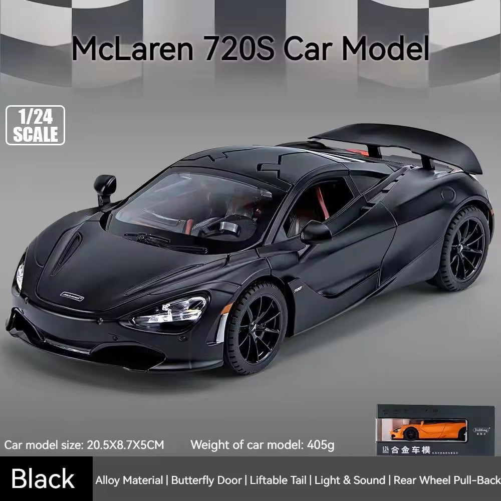 MC LAREN 1:24 DIECAST METAL PULLBACK TOY CAR WITH OPENABLE DOORS & LIGHT, MUSIC BOYS CAR FOR KIDS BEST TOYS GIFTS TOYS FOR KIDS [SIZE:-22CM*9CM*7CM]【 MULTICOLOR 】