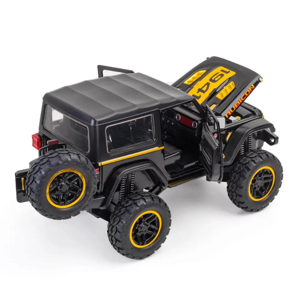 Big Size 1:24 Diecast Model Alloy Jeep Wrangler Rubicon 1941 Metal Pull Back with 6 Openable Doors & Sound Light Auto Toy car [20.5Cm *10.8Cm *10.5 Cm]