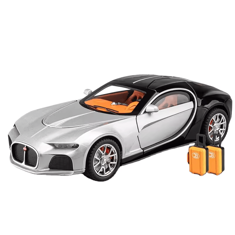 Bugatti Atlantic Big Size 1:24 Diecast Scale Model Metal Pull Back Toy car for Kids with Openable Doors & Light, Music Toy Vehicle for Kids 【 MULTICOLOR 】[SIZE : 20.5CM* 9CM*7.5CM]