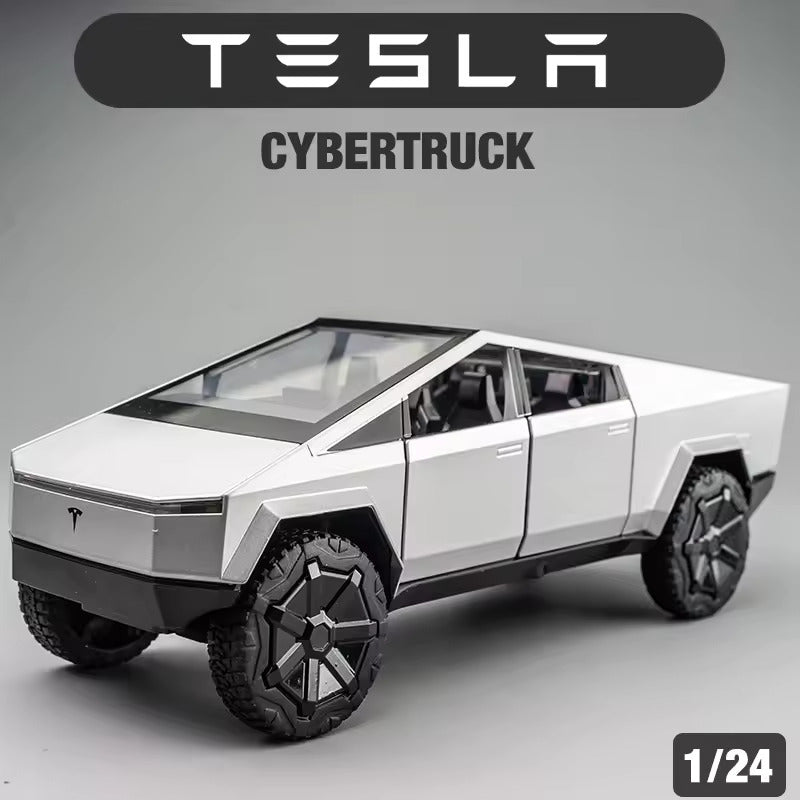 TESLA CYBERTRUCK 1:24 DIECAST METAL PULLBACK TOY CAR WITH OPENABLE DOORS & LIGHT, MUSIC BOYS CAR FOR KIDS BEST TOYS GIFTS TOYS FOR KIDS [SIZE:-23.5CM*8.5CM*8.5CM]【 MULTICOLOR 】