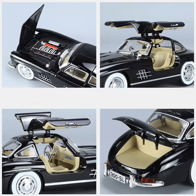 Mercedes-Benz 300SL Big Size 1:24 DIECAST METAL PULLBACK TOY CAR WITH OPENABLE DOORS & LIGHT, MUSIC BOYS CAR FOR KIDS BEST TOYS GIFTS TOYS FOR KIDS [SIZE:-22CM*9CM*7CM]【 MULTICOLOR 】