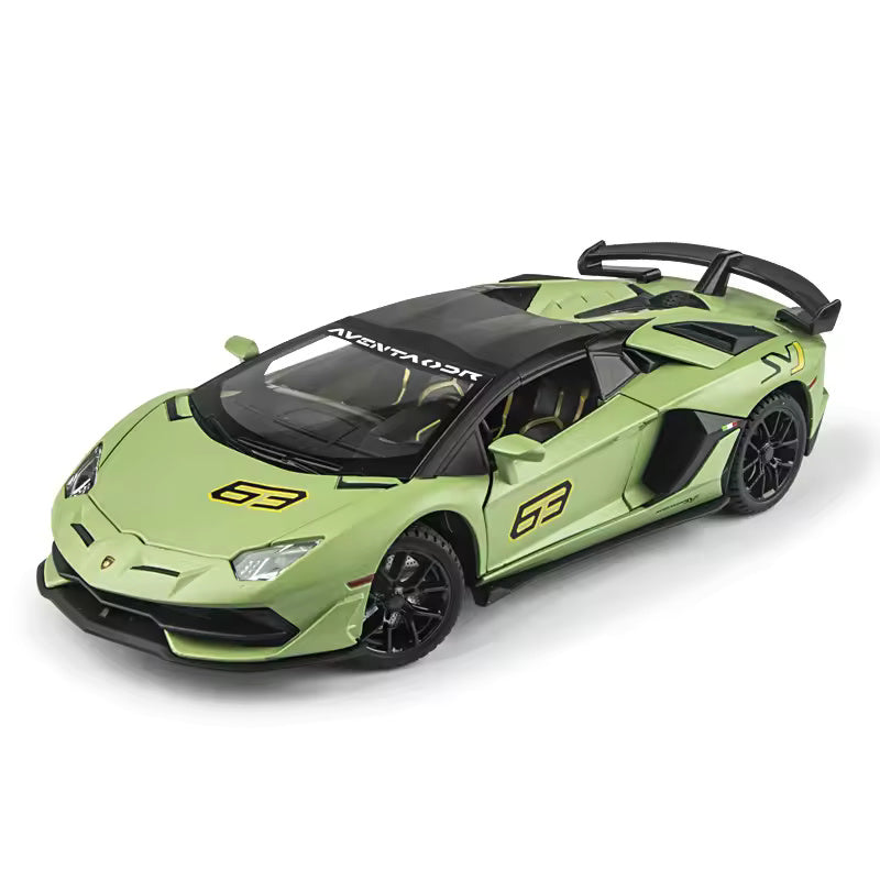 BIG SIZE LAMBORGHINI SVJ-63 1:24 DIECAST METAL PULLBACK TOY CAR WITH OPENABLE DOORS & LIGHT, MUSIC BOYS CAR FOR KIDS BEST TOYS GIFTS TOYS FOR KIDS [SIZE:-21.5CM*9.8CM*5CM]【 MULTICOLOR 】