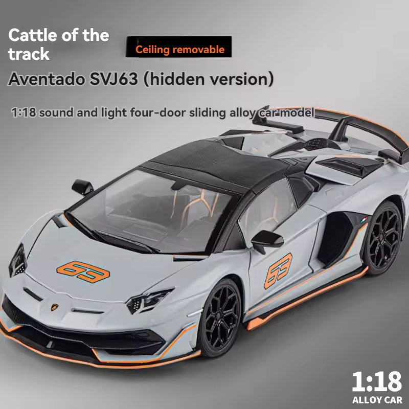 BIG SIZE LAMBORGHINI SVJ-63 1:24 DIECAST METAL PULLBACK TOY CAR WITH OPENABLE DOORS & LIGHT, MUSIC BOYS CAR FOR KIDS BEST TOYS GIFTS TOYS FOR KIDS [SIZE:-21.5CM*9.8CM*5CM]【 MULTICOLOR 】