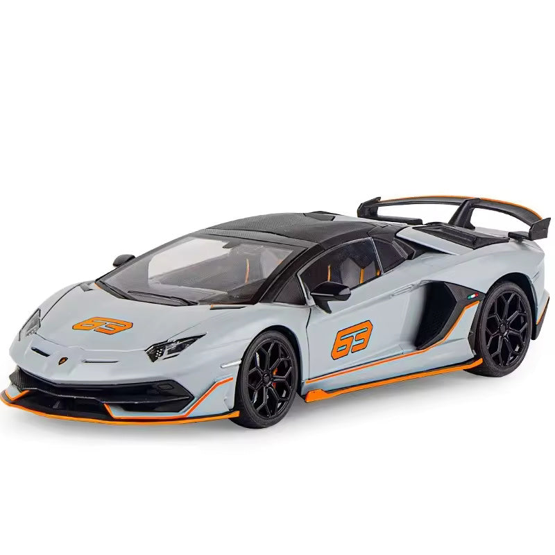 BIG SIZE LAMBORGHINI SVJ-63 1:24 DIECAST METAL PULLBACK TOY CAR WITH OPENABLE DOORS & LIGHT, MUSIC BOYS CAR FOR KIDS BEST TOYS GIFTS TOYS FOR KIDS [SIZE:-21.5CM*9.8CM*5CM]【 MULTICOLOR 】