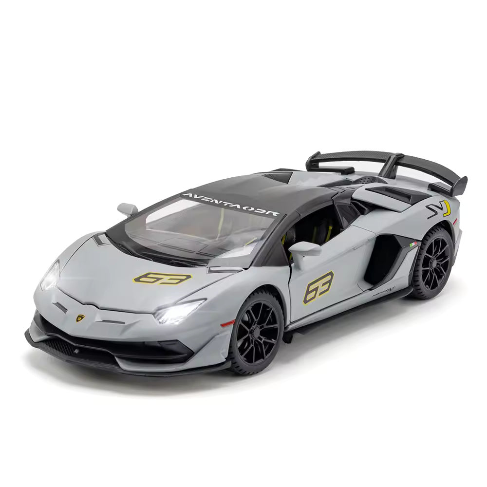 BIG SIZE LAMBORGHINI SVJ-63 1:24 DIECAST METAL PULLBACK TOY CAR WITH OPENABLE DOORS & LIGHT, MUSIC BOYS CAR FOR KIDS BEST TOYS GIFTS TOYS FOR KIDS [SIZE:-21.5CM*9.8CM*5CM]【 MULTICOLOR 】