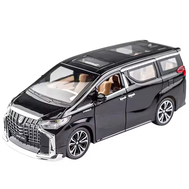 Big 1/24 Toyota Alphard Toy Car Metal Pull Back Diecast Car with Openable Door and Sound Light, Gifts Toys for Kids【 Multicolor 】[Size : 20.5Cm* 9Cm*7.5Cm]