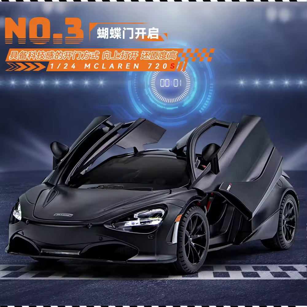 MC LAREN 1:24 DIECAST METAL PULLBACK TOY CAR WITH OPENABLE DOORS & LIGHT, MUSIC BOYS CAR FOR KIDS BEST TOYS GIFTS TOYS FOR KIDS [SIZE:-22CM*9CM*7CM]【 MULTICOLOR 】