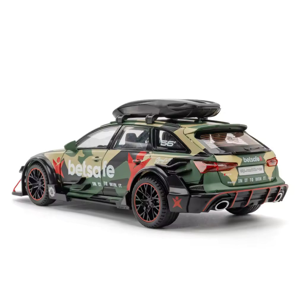 Audi RS6 Militery Supercar 1:24 Diecast Scale Model Metal Pull Back Toy car for Kids with Openable Doors & Light, Music Toy Vehicle for Kids - Colours as Per Stock【 MULTICOLOR 】