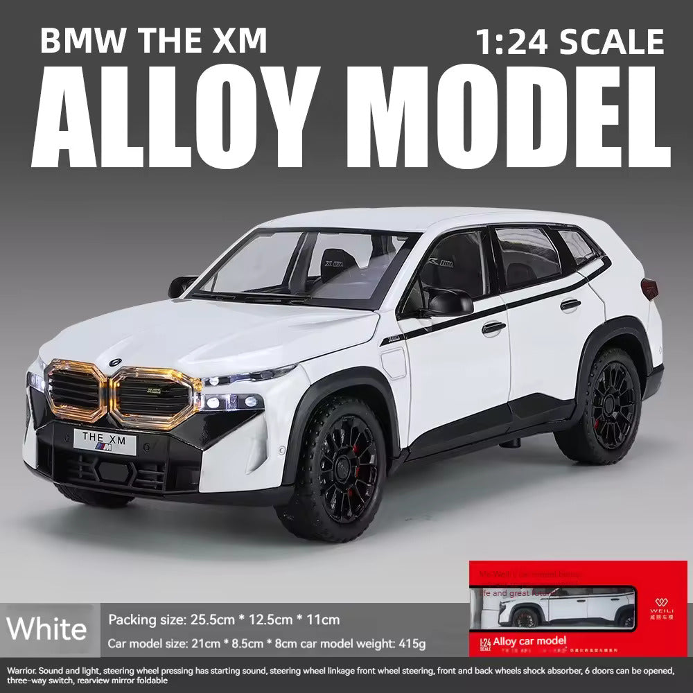 BIG SIZE BMW XM THE 1:24 DIECAST METAL PULLBACK TOY CAR WITH OPENABLE DOORS & LIGHT, MUSIC BOYS CAR FOR KIDS BEST TOYS GIFTS TOYS FOR KIDS [SIZE:-22CM*10.5CM*9CM]【 MULTICOLOR 】