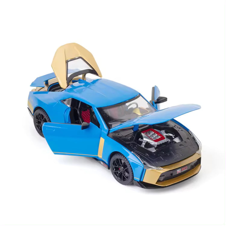 BIG SIZE NISSAN GTR-50 SPORT 1:24 DIECAST METAL PULLBACK TOY CAR WITH OPENABLE DOORS & LIGHT, MUSIC BOYS CAR FOR KIDS BEST TOYS GIFTS TOYS FOR KIDS [SIZE:-20.5CM*9.3CM*5.5CM]【 MULTICOLOR 】