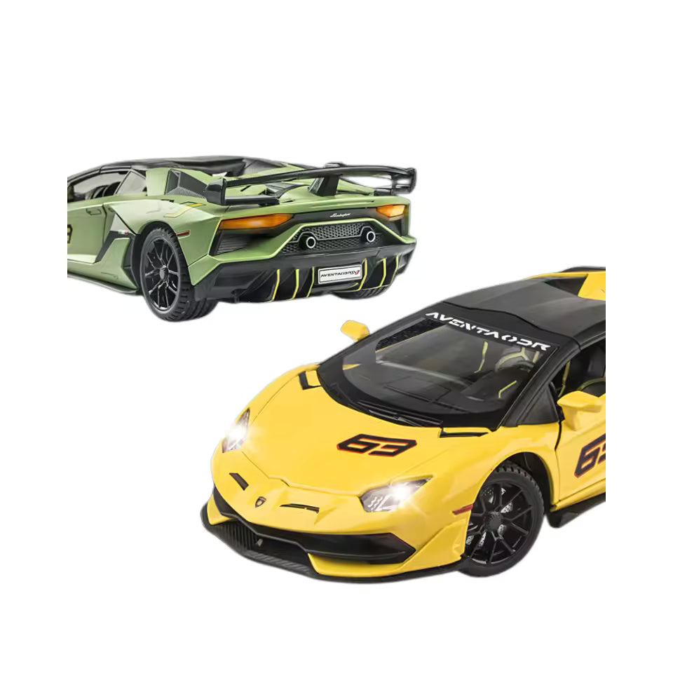 BIG SIZE LAMBORGHINI SVJ-63 1:24 DIECAST METAL PULLBACK TOY CAR WITH OPENABLE DOORS & LIGHT, MUSIC BOYS CAR FOR KIDS BEST TOYS GIFTS TOYS FOR KIDS [SIZE:-21.5CM*9.8CM*5CM]【 MULTICOLOR 】