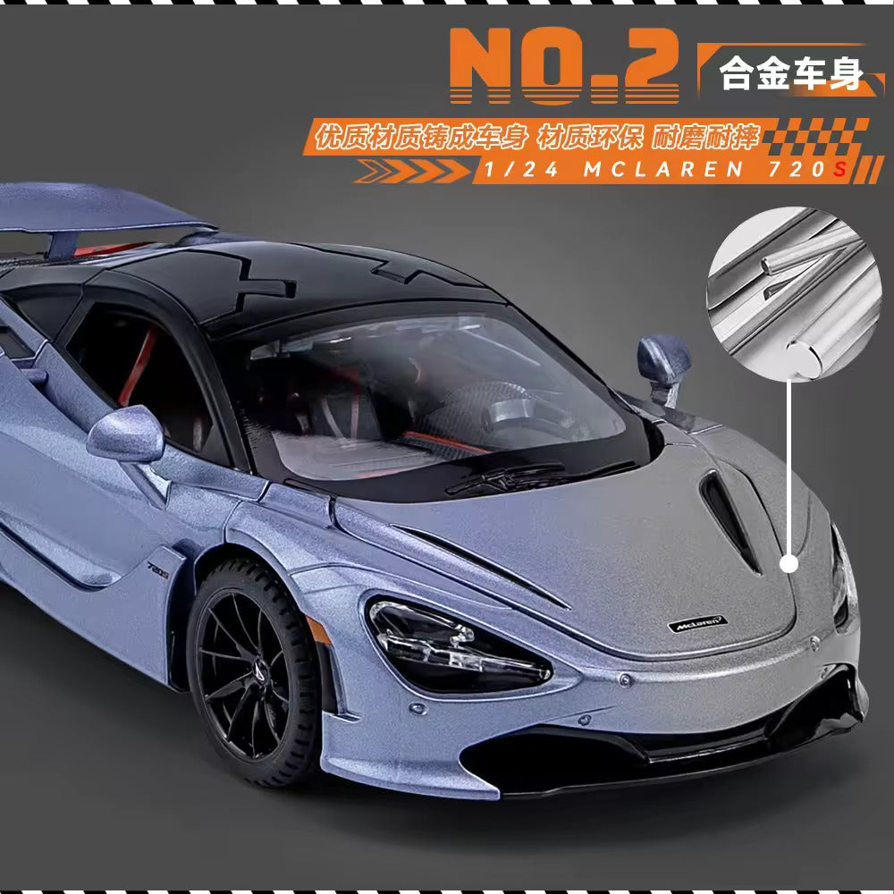 MC LAREN 1:24 DIECAST METAL PULLBACK TOY CAR WITH OPENABLE DOORS & LIGHT, MUSIC BOYS CAR FOR KIDS BEST TOYS GIFTS TOYS FOR KIDS [SIZE:-22CM*9CM*7CM]【 MULTICOLOR 】