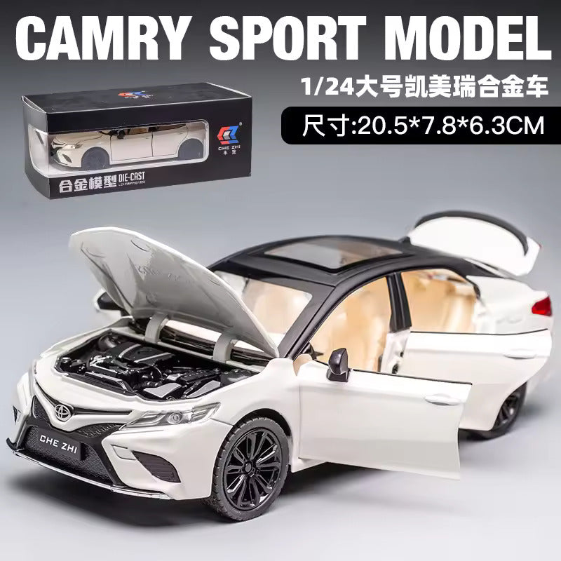 BIG SIZE TOYOTA CAMRRY 1:24 DIECAST METAL PULLBACK TOY CAR WITH OPENABLE DOORS & LIGHT, MUSIC BOYS CAR FOR KIDS BEST TOYS GIFTS TOYS FOR KIDS [SIZE:-20.5CM*9CM*6.2CM]【 MULTICOLOR 】