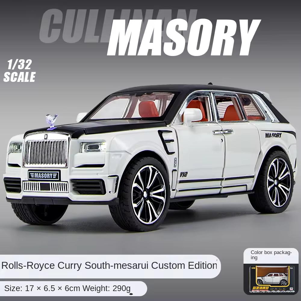 ROLLS ROYCE CULLINAN MASORY 1:32 DIECAST METAL PULLBACK TOY CAR WITH OPENABLE DOORS & LIGHT, MUSIC BOYS CAR FOR KIDS BEST TOYS GIFTS TOYS FOR KIDS [SIZE:-17CM*6.5CM*6CM]【 MULTICOLOR】