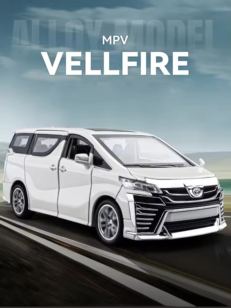 BIG SIZE TOYOTA VELLFIRE 1:24 DIECAST METAL PULLBACK TOY CAR WITH OPENABLE DOORS & LIGHT, MUSIC BOYS CAR FOR KIDS BEST TOYS GIFTS TOYS FOR KIDS [SIZE:-21.5CM*8.7CM*6.2CM]【 MULTICOLOR 】