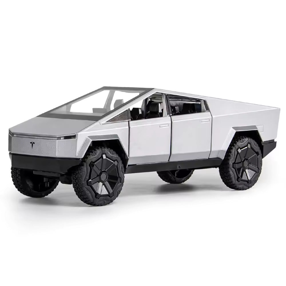 TESLA CYBERTRUCK 1:24 DIECAST METAL PULLBACK TOY CAR WITH OPENABLE DOORS & LIGHT, MUSIC BOYS CAR FOR KIDS BEST TOYS GIFTS TOYS FOR KIDS [SIZE:-23.5CM*8.5CM*8.5CM]【 MULTICOLOR 】