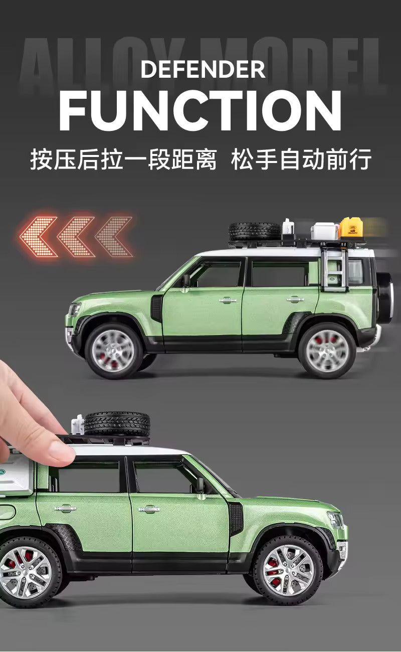 BIG SIZE LAND ROVER DEFENDER VEHICLE 1:24 DIECAST METAL PULLBACK TOY CAR WITH OPENABLE DOORS & LIGHT, MUSIC BOYS CAR FOR KIDS BEST TOYS GIFTS TOYS FOR KIDS [SIZE:-21CM*10CM*9CM]【 MULTICOLOR 】