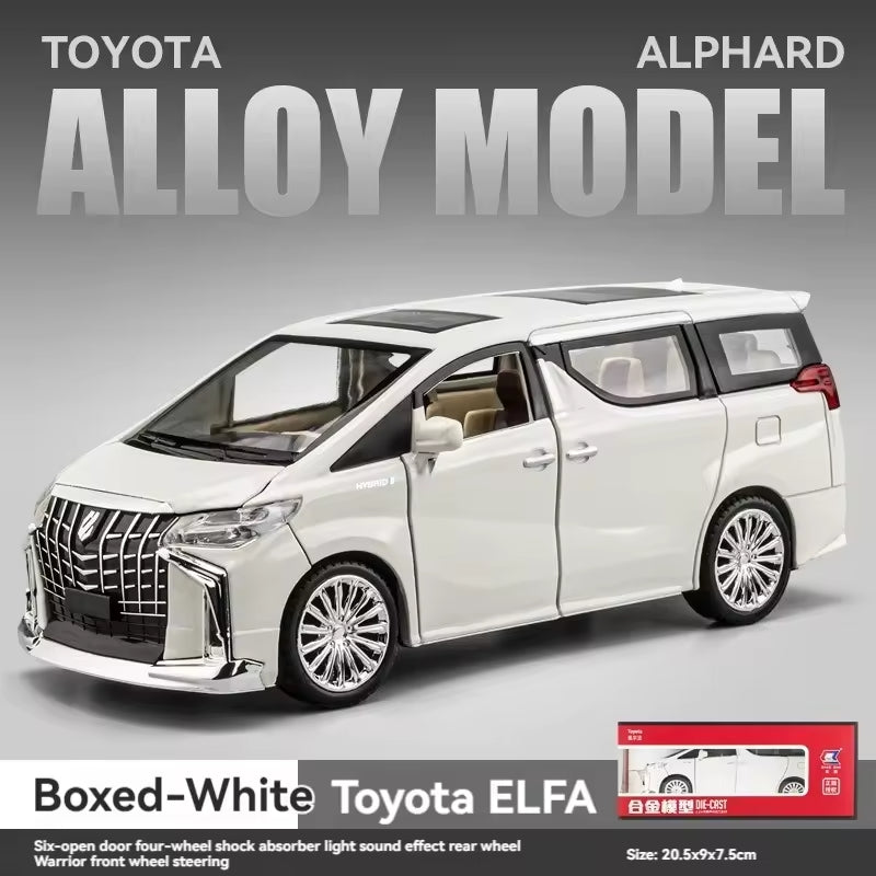 Big 1/24 Toyota Alphard Toy Car Metal Pull Back Diecast Car with Openable Door and Sound Light, Gifts Toys for Kids【 Multicolor 】[Size : 20.5Cm* 9Cm*7.5Cm]