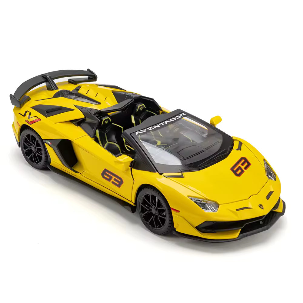 BIG SIZE LAMBORGHINI SVJ-63 1:24 DIECAST METAL PULLBACK TOY CAR WITH OPENABLE DOORS & LIGHT, MUSIC BOYS CAR FOR KIDS BEST TOYS GIFTS TOYS FOR KIDS [SIZE:-21.5CM*9.8CM*5CM]【 MULTICOLOR 】