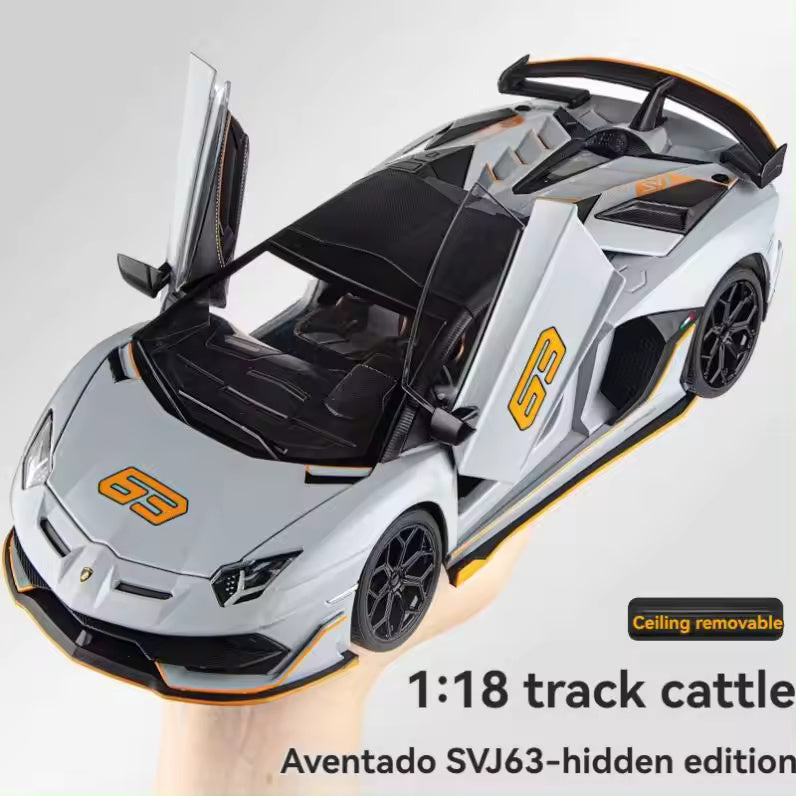 BIG SIZE LAMBORGHINI SVJ-63 1:24 DIECAST METAL PULLBACK TOY CAR WITH OPENABLE DOORS & LIGHT, MUSIC BOYS CAR FOR KIDS BEST TOYS GIFTS TOYS FOR KIDS [SIZE:-21.5CM*9.8CM*5CM]【 MULTICOLOR 】