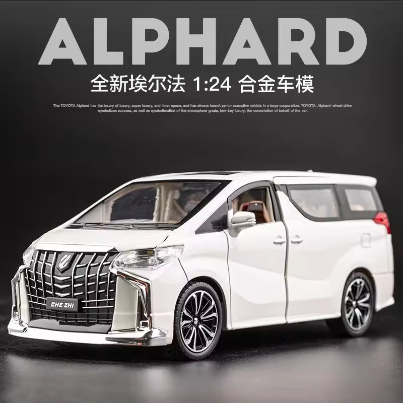 Big 1/24 Toyota Alphard Toy Car Metal Pull Back Diecast Car with Openable Door and Sound Light, Gifts Toys for Kids【 Multicolor 】[Size : 20.5Cm* 9Cm*7.5Cm]