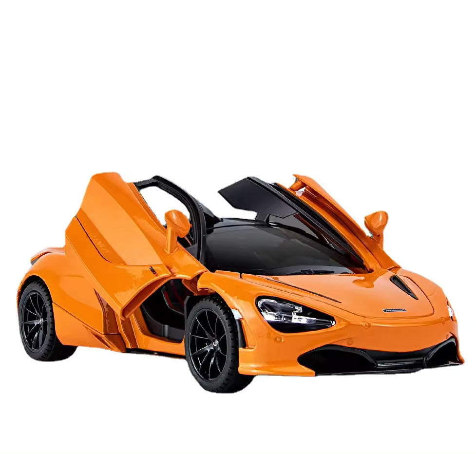 MC LAREN 1:24 DIECAST METAL PULLBACK TOY CAR WITH OPENABLE DOORS & LIGHT, MUSIC BOYS CAR FOR KIDS BEST TOYS GIFTS TOYS FOR KIDS [SIZE:-22CM*9CM*7CM]【 MULTICOLOR 】