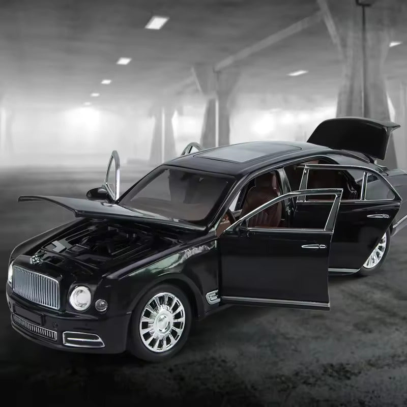 BIG SIZE BENTLEY MULSANNE 1:24 DIECAST METAL PULLBACK TOY CAR WITH OPENABLE DOORS & LIGHT, MUSIC BOYS CAR FOR KIDS BEST TOYS GIFTS TOYS FOR KIDS [SIZE:-21.8CM*6CM*5.5CM]【 MULTICOLOR 】