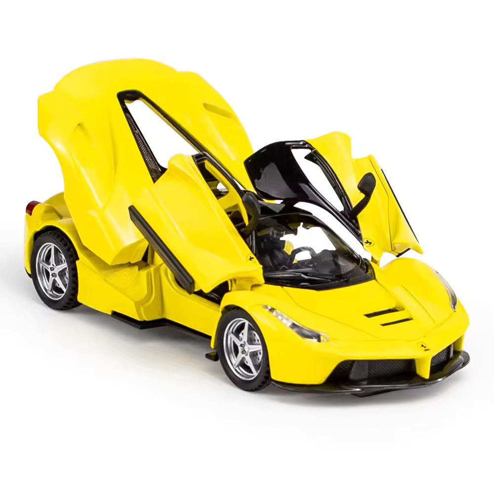 FERRARI LAFERRARI 1:32 DIECAST METAL PULLBACK TOY CAR WITH OPENABLE DOORS & LIGHT, MUSIC BOYS CAR FOR KIDS BEST TOYS GIFTS TOYS FOR KIDS [SIZE:-15.2CM*6CM*3.5CM]【 MULTICOLOR 】