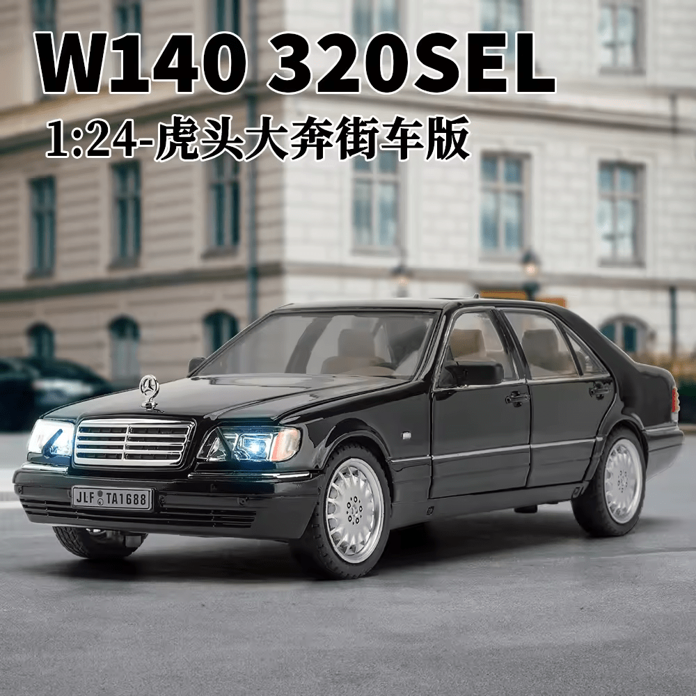 Mercedes-Benz W140 320SEL 1:24 DIECAST METAL PULLBACK TOY CAR WITH OPENABLE DOORS & LIGHT, MUSIC BOYS CAR FOR KIDS BEST TOYS GIFTS TOYS FOR KIDS [SIZE:-21.2CM*7.8CM*6.5CM]【 MULTICOLOR 】