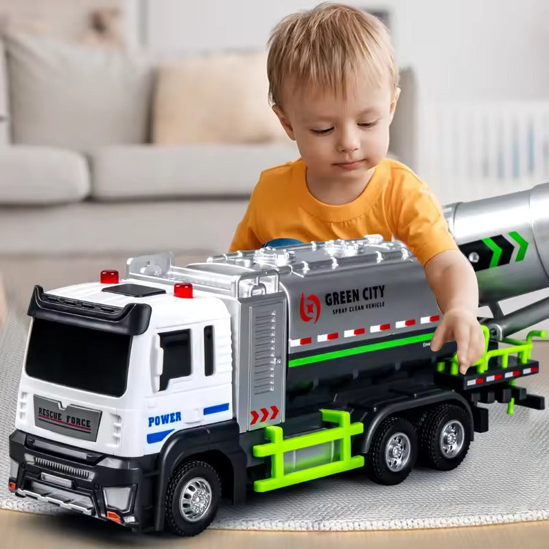 BIG SIZE UNBREAKABLE METAL TRUCK TOY PULL BACK VEHICLES ENGINEERING TOYS METAL TRUCK WITH LIGHT & SOUND FOR KIDS BOYS GIRLS (WATER SPRAY FIRE TRUCK) (COLOR AS PER STOCK)