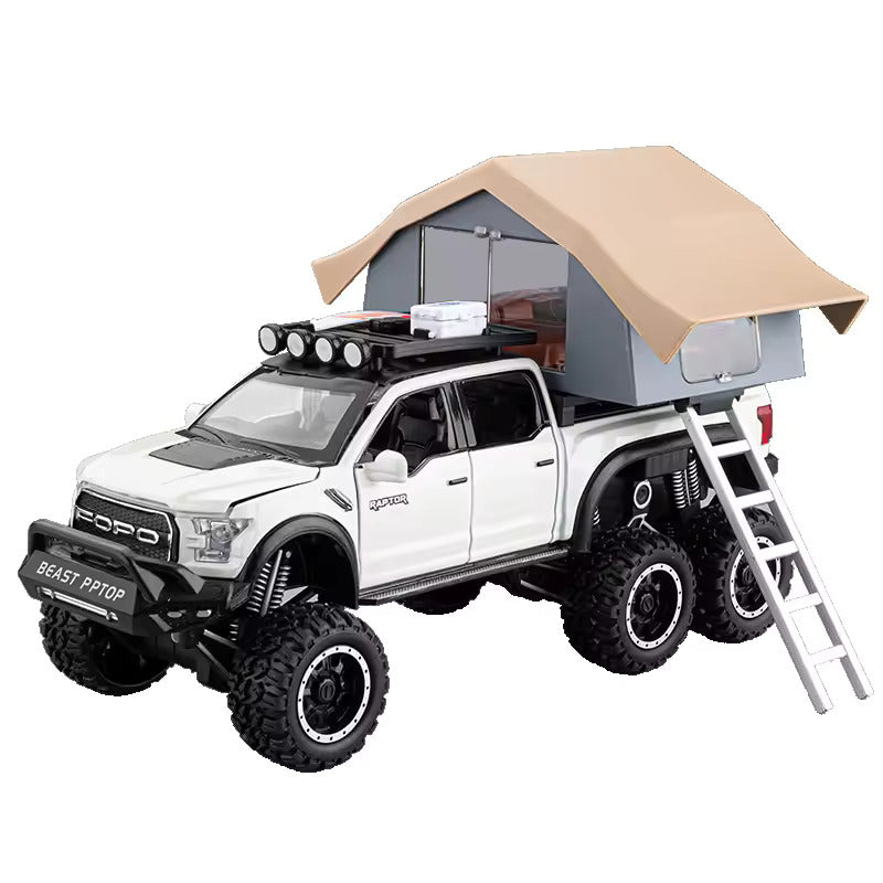 TRUCKS FOR KIDS F150 RAPTOR DIECAST TRUCKS, MODEL F150 PICKUP TRUCK WITH SIGHTSEEING CABIN, PULL BACK TRUCK TOYS WITH LIGHT AND SOUND [SIZE:-22CM*13.4CM*12.2CM]【 MULTICOLOR 】