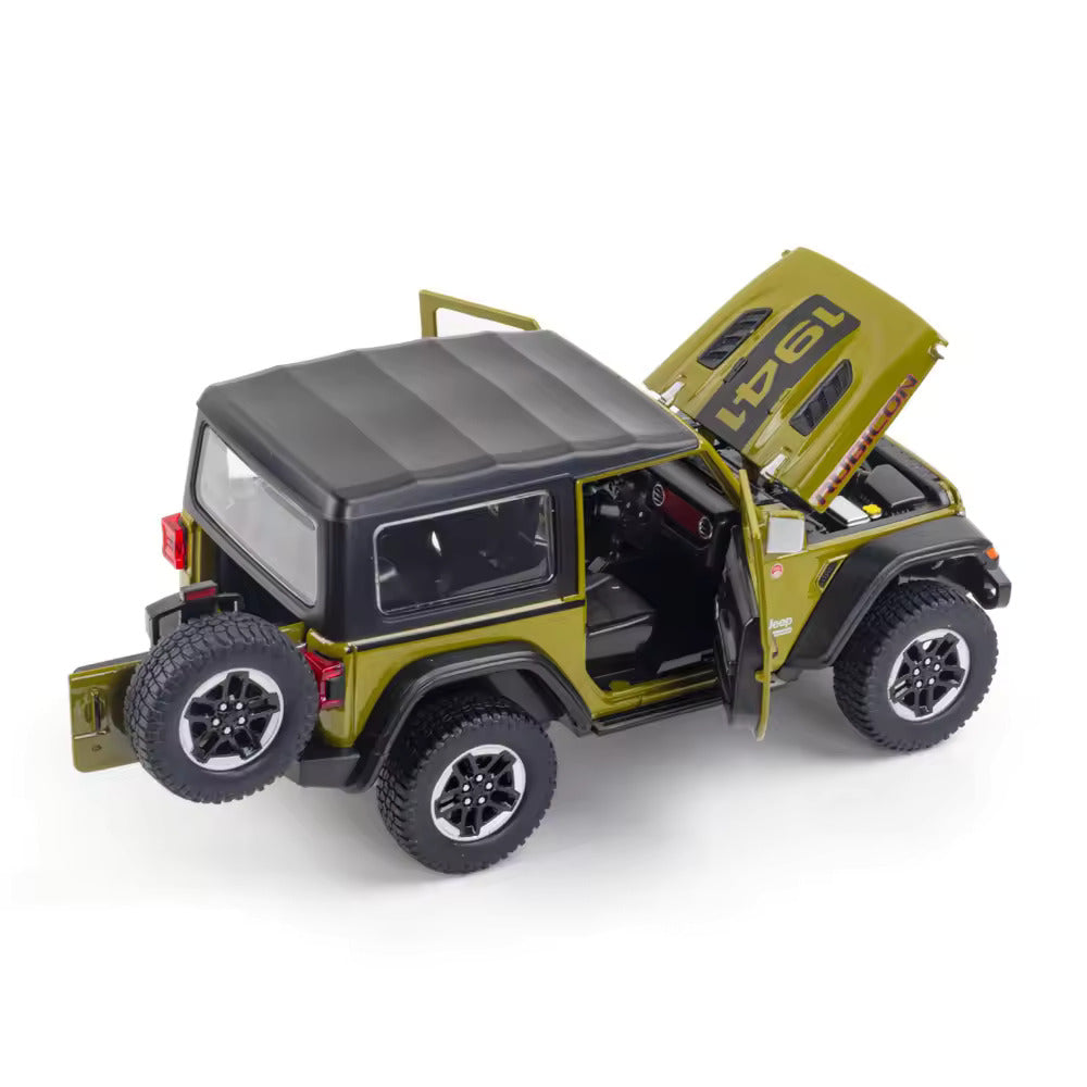 Big Size 1:24 Diecast Model Alloy Jeep Wrangler Rubicon 1941 Metal Pull Back with 6 Openable Doors & Sound Light Auto Toy car [20.5Cm *10.8Cm *10.5 Cm]