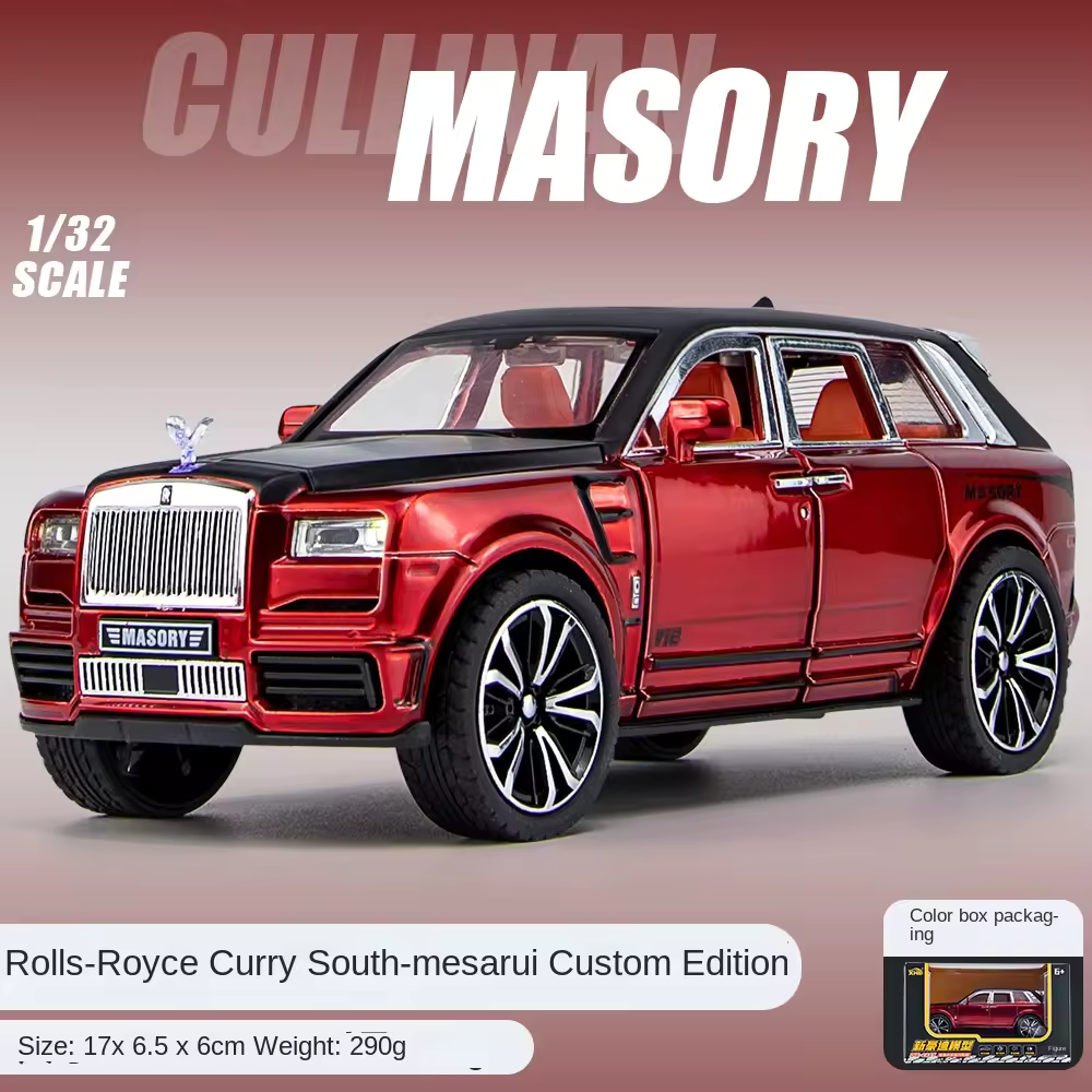 ROLLS ROYCE CULLINAN MASORY 1:32 DIECAST METAL PULLBACK TOY CAR WITH OPENABLE DOORS & LIGHT, MUSIC BOYS CAR FOR KIDS BEST TOYS GIFTS TOYS FOR KIDS [SIZE:-17CM*6.5CM*6CM]【 MULTICOLOR】